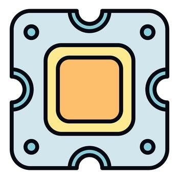 Computer processor icon representing digital technology and computing vector