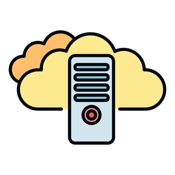 Cloud computing server storing digital data network vector