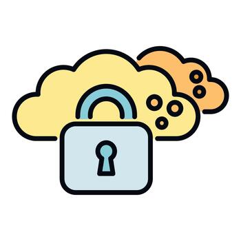Cloud computing data network security and privacy lock vector