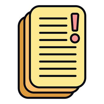 Document stack with warning exclamation mark icon vector