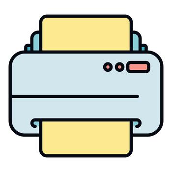Printer machine processing document outputting paper icon vector