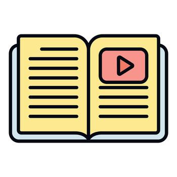 Open book showing e learning tutorial content vector