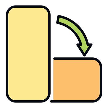 disminución icono demostración reduciendo valor o volumen vector