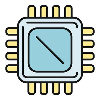 Processor microchip representing data processing and computing technology vector