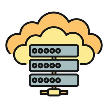Cloud storage server rack computing technology icon vector