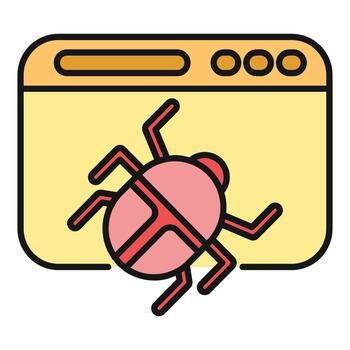 Browser window showing software bug and program error vector