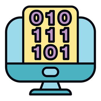 computadora monitor mostrando binario código, datos programación concepto vector