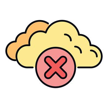 Cloud computing error with delete or cancel mark vector