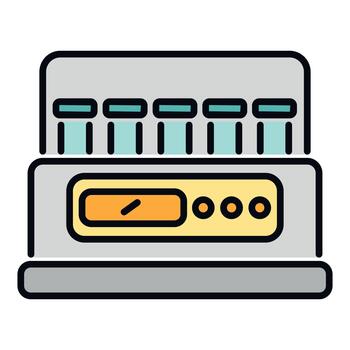 Laboratory analyzer machine processing test samples icon vector