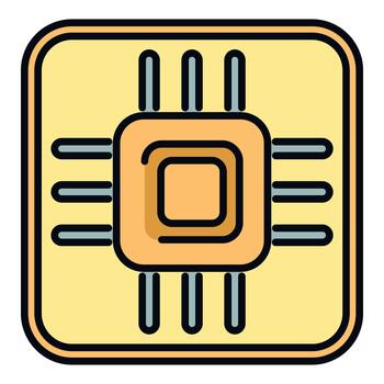Computer microchip processor icon representing technology and data vector