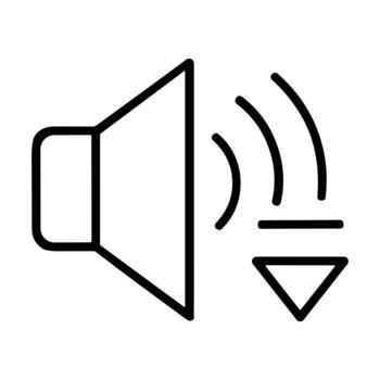 volumen abajo icono representa audio nivel disminución vector