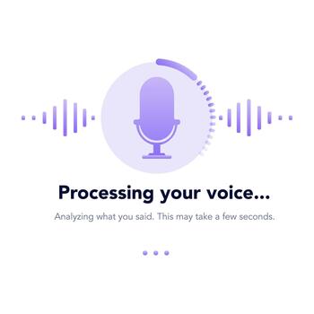 Voice processing screen interface. illustration vector