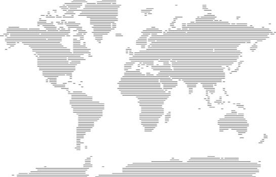world map in pixel pattern vector