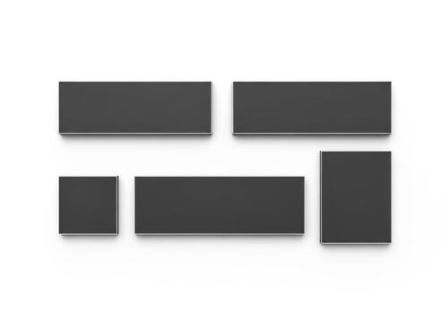 cinco negro rectangular marcos en un llanura antecedentes foto