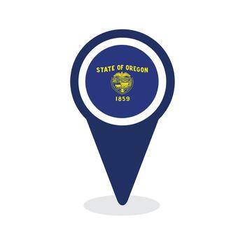 mapa puntero con Oregón bandera vector