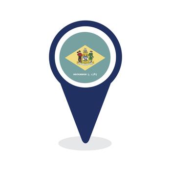 mapa puntero con Delaware bandera vector