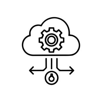 nube informática engranaje y datos fluir vector