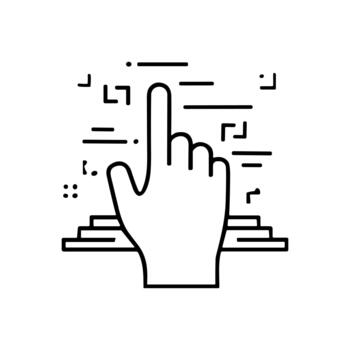 mano señalando pantalla táctil interfaz digital tecnología concepto vector