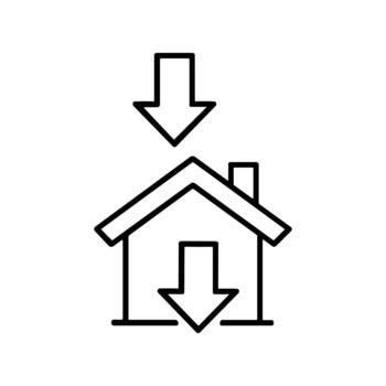 House Icon with Downward Arrows Symbolizing Decrease vector