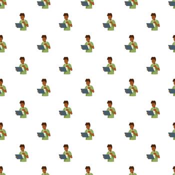 Man using tablet computer pattern, digital technology background vector