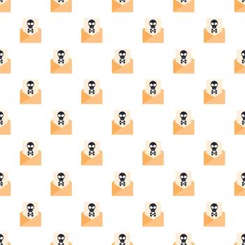 Repeating email malware skull pattern background vector