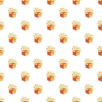 Gift boxes with confetti exploding festive pattern vector