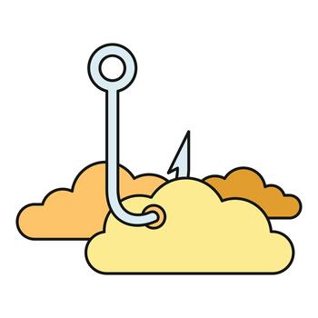 Phishing hook pulling cloud computing data security concept vector