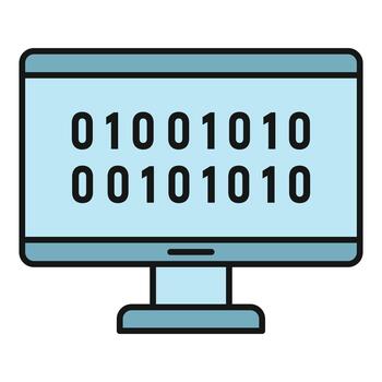 computadora monitor mostrando binario código, datos programación vector