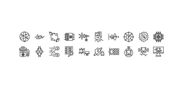 Quantum Computing Set Icon vector