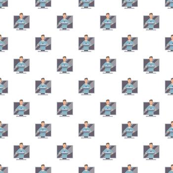 hombre en computadora pantalla modelo antecedentes vector