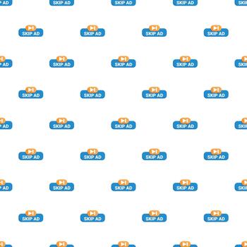 Skip ad button repeating pattern white background vector