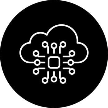 nube informática plataforma línea circulo invertido vector