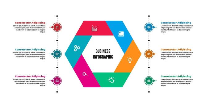 Infographic elements data visualization six steps vector