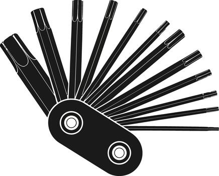 Black multi tool with bits. vector
