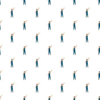 Painter worker holding roller repeating pattern vector