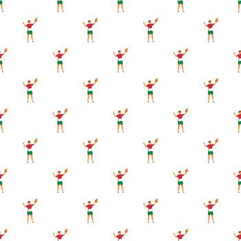 Cartoon boy baseball player pattern creating active background vector