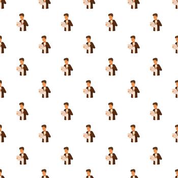 Man reading document paper seamless pattern design vector
