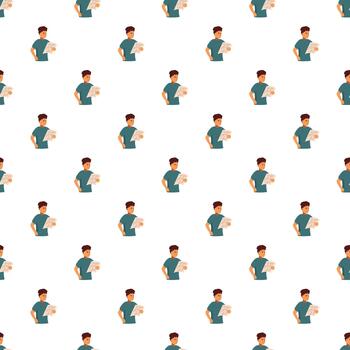 Man reading newspaper seamless pattern background vector