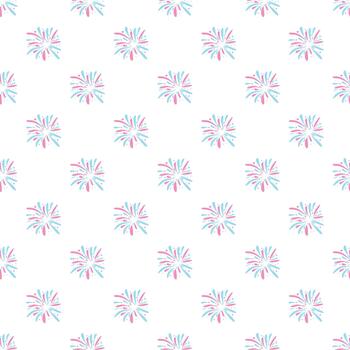 Blue and pink fireworks exploding seamless pattern vector