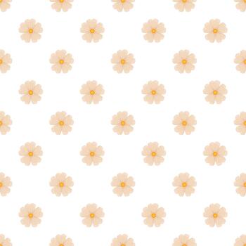 Daisy flower flat seamless pattern repeating background vector