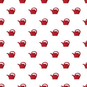Red watering can seamless repeat pattern background vector