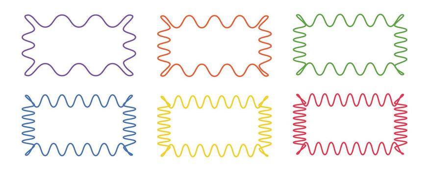 Wavy line rectangle frames elements collection vector