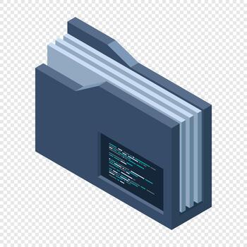 isométrica carpeta. red carpeta. compartido carpeta. nube datos almacenamiento. base de datos carpeta servidor tecnología. isométrica tecnología, vector