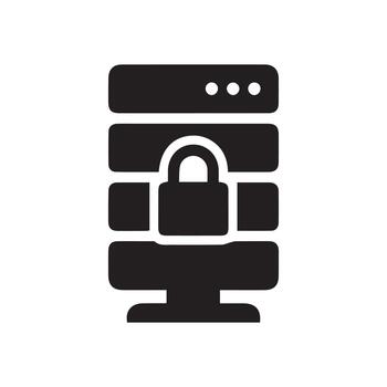 servidor seguridad icono con candado vector
