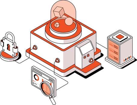plano base de datos servidor con nube y seguridad elementos. vector