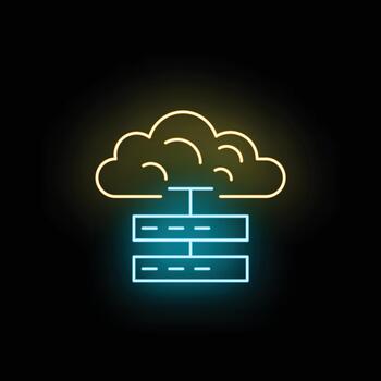 Cloud computing server data network hosting icon neon vector