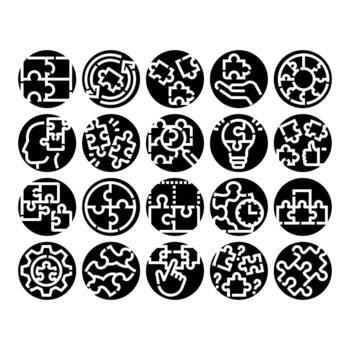 Problem solving solution thinking icons set vector