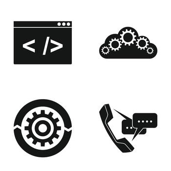 Developing, configuring, debugging, and communicating for technology solutions vector