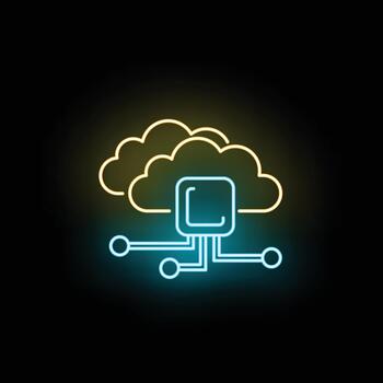 nube informática datos red conectando brillante neón procesador vector