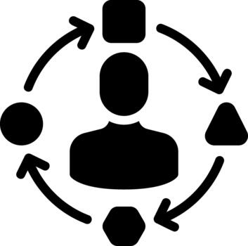 multitasking glyph solid icon vector